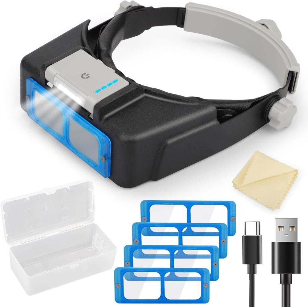 Kopfbandlupe m. LEDs (1,5x,2,0x,2,5x,3,5x)