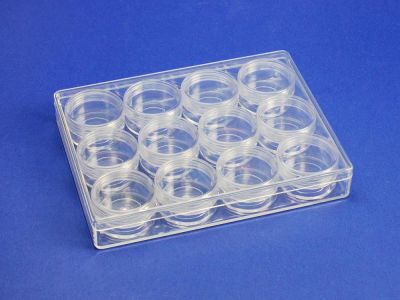 Acrylglasbox mit 12  Runddosen
