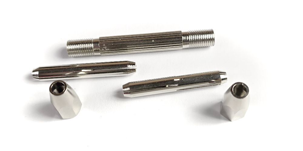 Small, double-sided pin vise, silver.